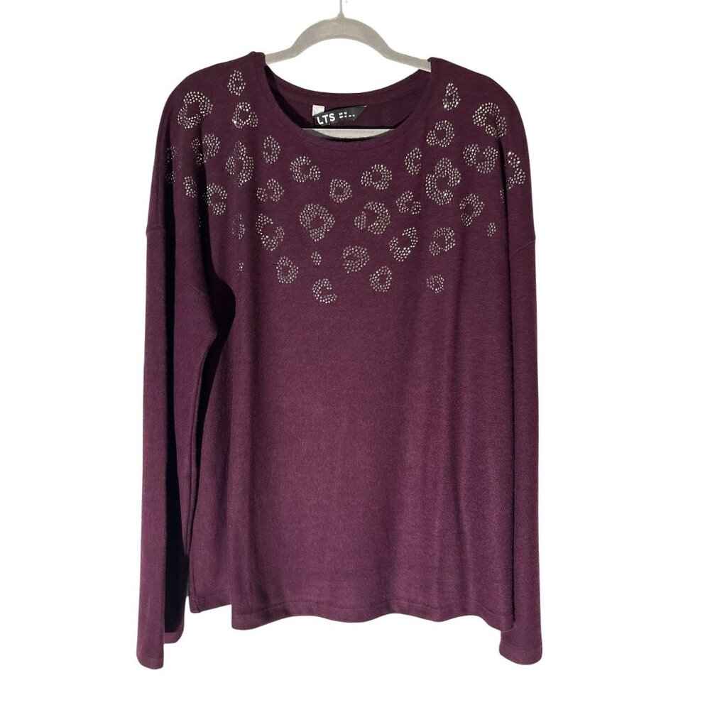 NWT LTS Long Tall Sally Animal Embellished Purple Viscose Blend Sweater US 14